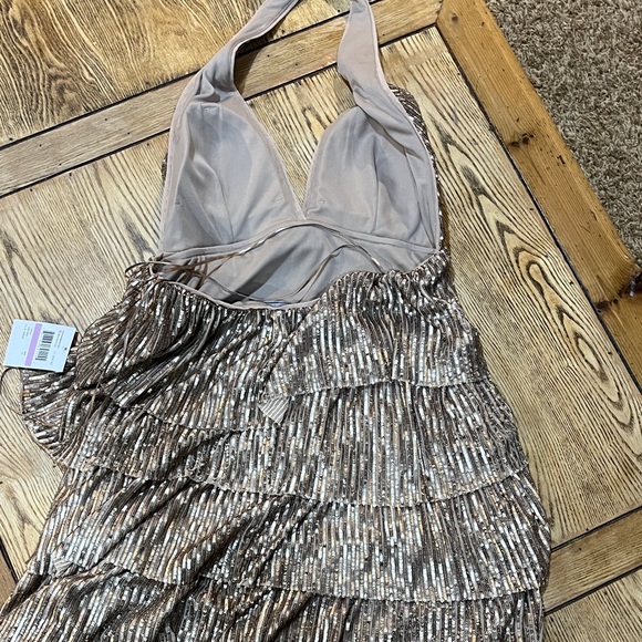 Junior mini sequin tiered halter dress box 7 - Picture 8 of 9